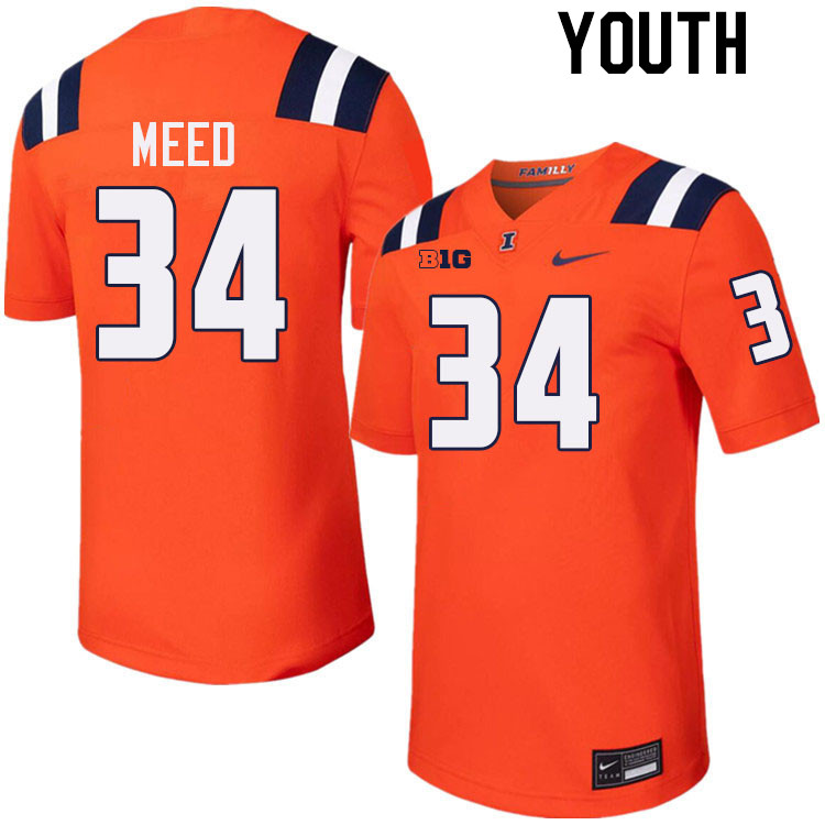 Youth #34 Ryan Meed Illinois Fighting Illini College Football Jerseys Stitched-Orange